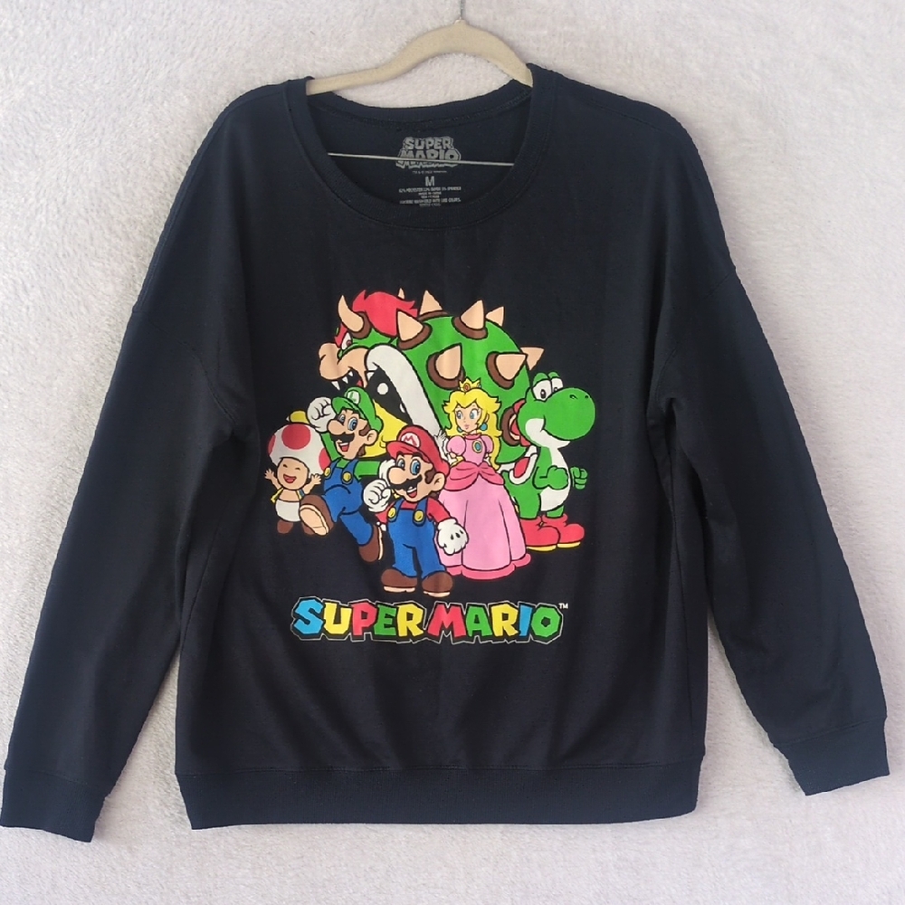 Super Mario Men's Yoshi Bowser Long Sleeve Shirt Size M